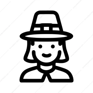 Minimalist Line Female Pilgrim Avatar Character Icon
