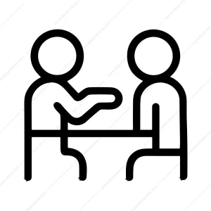 Minimalist Line Art Meeting Consultation People Icon