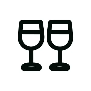 Minimalist Outline Toasting Wine Glass Celebration Event Icon Graphic