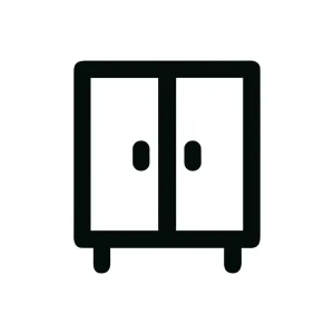 Simple Outline Wardrobe Icon Furniture, Black Line Art, Isolated Illustration