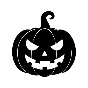 Simple Black Silhouette Jack O Lantern Pumpkin Illustration