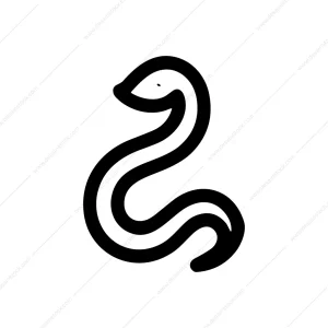 Minimalist Handdrawn Outline Snake Serpent Reptile Animal Illustration