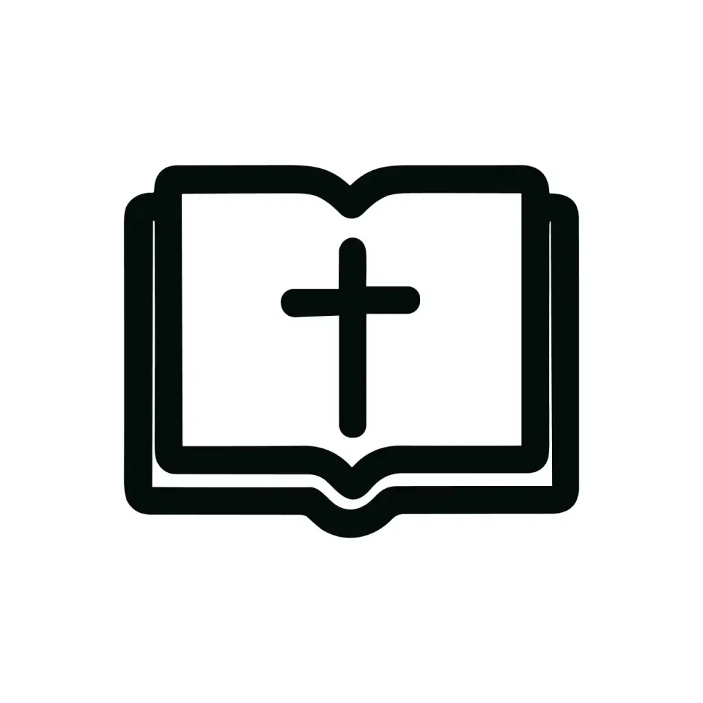 Outline Simple Open Holy Book with Cross Symbol Icon Illustration