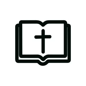 Outline Simple Open Holy Book with Cross Symbol Icon Illustration