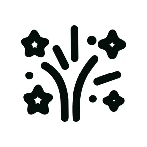 Simple Line Art Sparkle Firework Celebration Event Party Icon Illustration