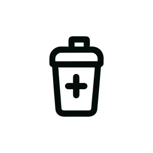 Outline Simple Trash Can with Plus Sign Minimalist Style Icon