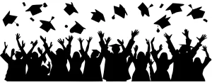 Silhouette Cheering Crowd Graduation Ceremony Education Graphic Illustration