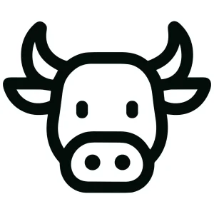 Bold Line Style Cow Head Silhouette Farm Animal Icon Graphic
