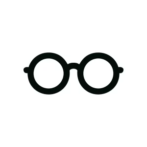Minimalist Line Art Round Eyeglasses for Vision Correction Icon Symbol