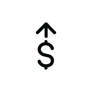 Simple Outline Dollar Upward Arrow Currency Icon