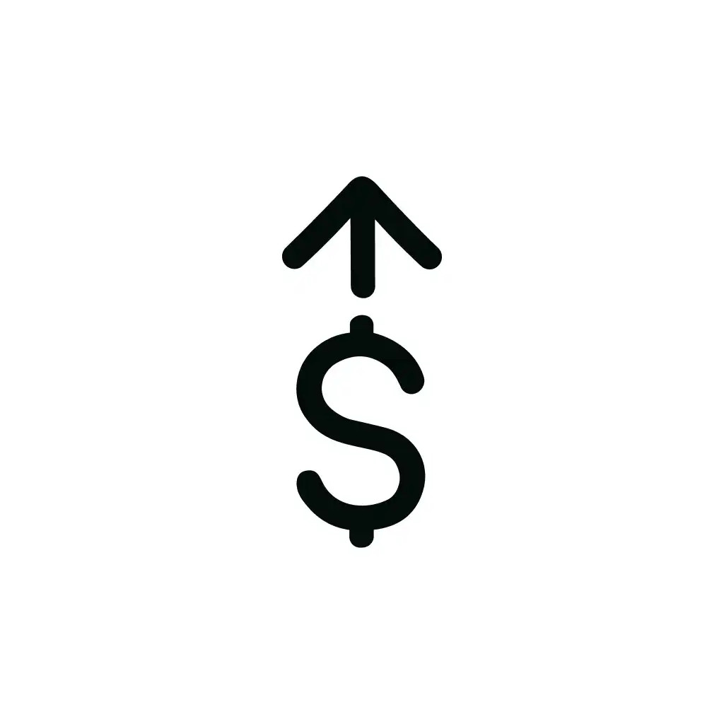 Simple Outline Dollar Upward Arrow Currency Icon