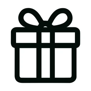Simple Line Present Box with Ribbon Minimalist Icon Illustration