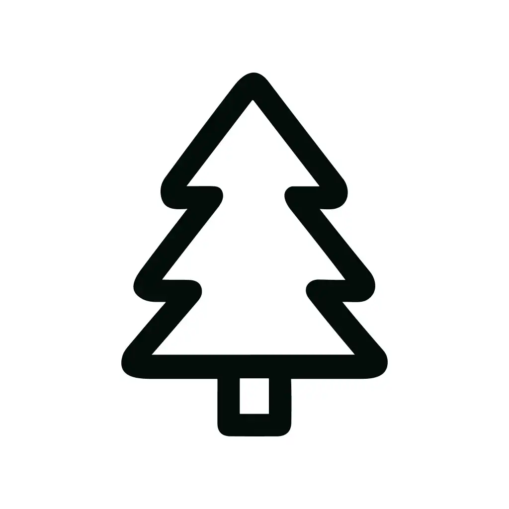 Minimalist Outline Tree Symbol Pine Fir Spruce Icon Design Element
