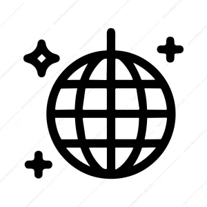 Line Style Disco Ball Decoration Element Design Icon