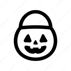 Outline Simple Pumpkin Bucket Halloween Icon Graphic