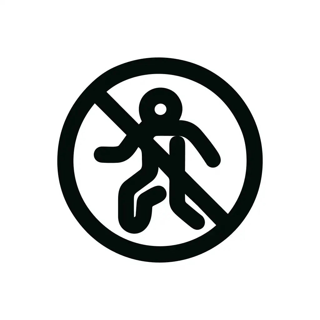 Bold Outline No Pedestrian Sign Restriction Icon