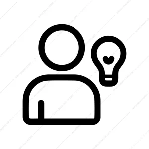 Simple Outline Person with Lightbulb Idea Sign Icon