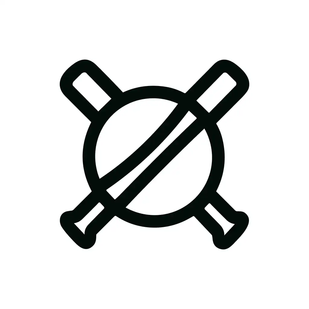Simple Line Art Crossed Bats Circle Sport Icon