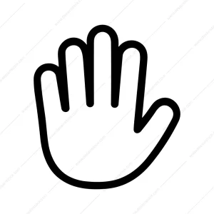 Simple Black Outline Hand Stop Gesture Sign Icon