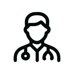 Minimalist Outline Doctor with Stethoscope Professional Healthcare Occupation Symbol Icon
