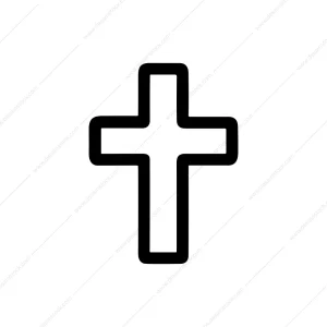 Simple Bold Outline Cross Symbol Religious Icon