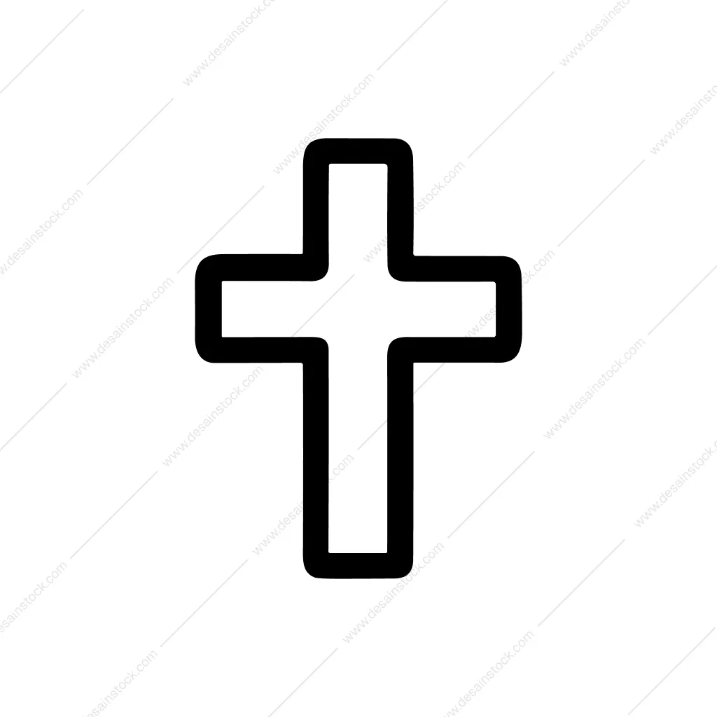 Simple Bold Outline Cross Symbol Religious Icon