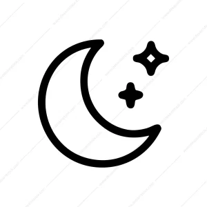 Minimalist Outline Moon and Stars Night Sky Icon