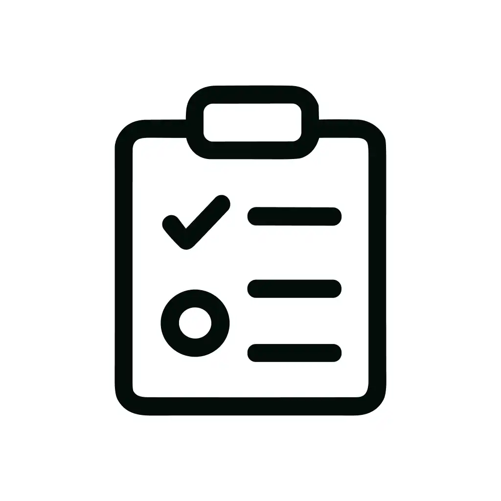 Minimalist Outline Clipboard Task List Check Mark Icon