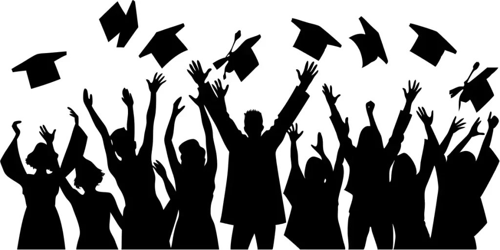 Monochrome Silhouette Graduation Celebration Crowd Event Illustration