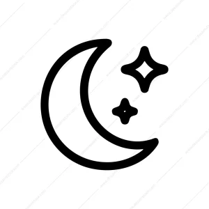 Minimalist Outline Moon and Star Simple Shape Icon