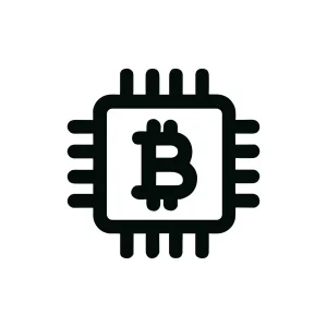 Outline Minimalist Bitcoin Circuit Board Chip Technology Icon Symbol Design