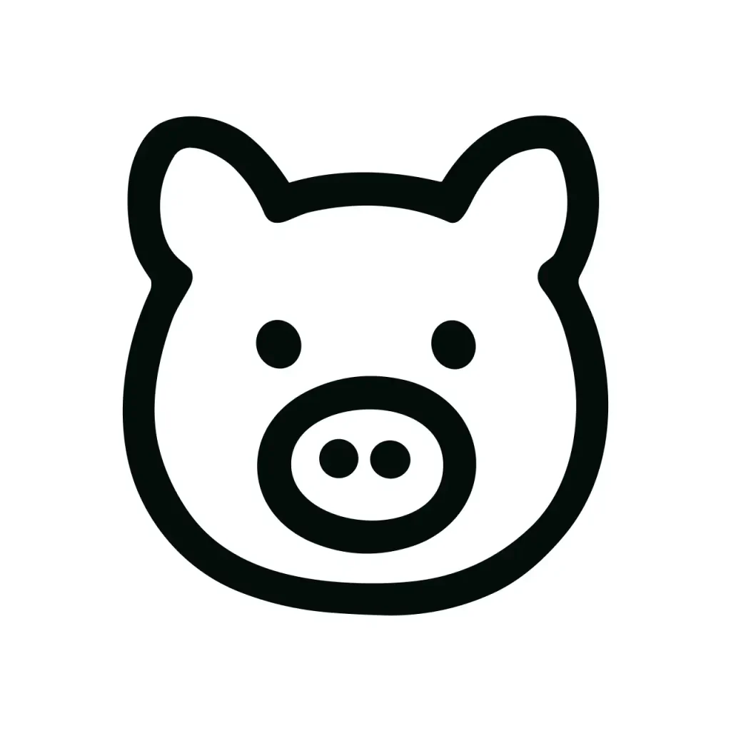 Minimalist Line Art Pig Face Farm Animal Outline Icon