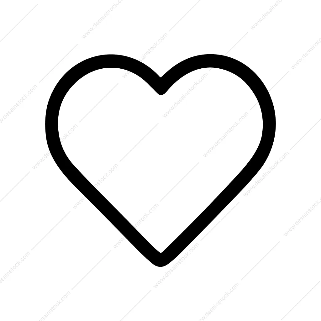 Simple Line Heart Shape Outline Graphic Element