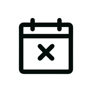 Simple Outline Calendar with Cross Mark Appointment Cancellation Icon
