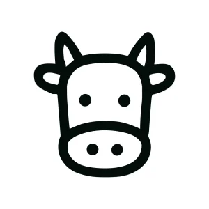 Simple Outline Cow Head Face Minimalist Icon Animal Illustration