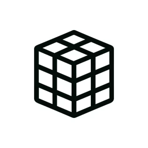 Simple Outline Geometric Cube Shape Puzzle Game Icon Illustration