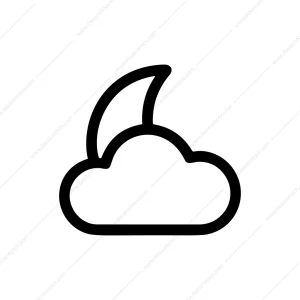 Simple Outline Cloud and Moon Sign Shape Icon