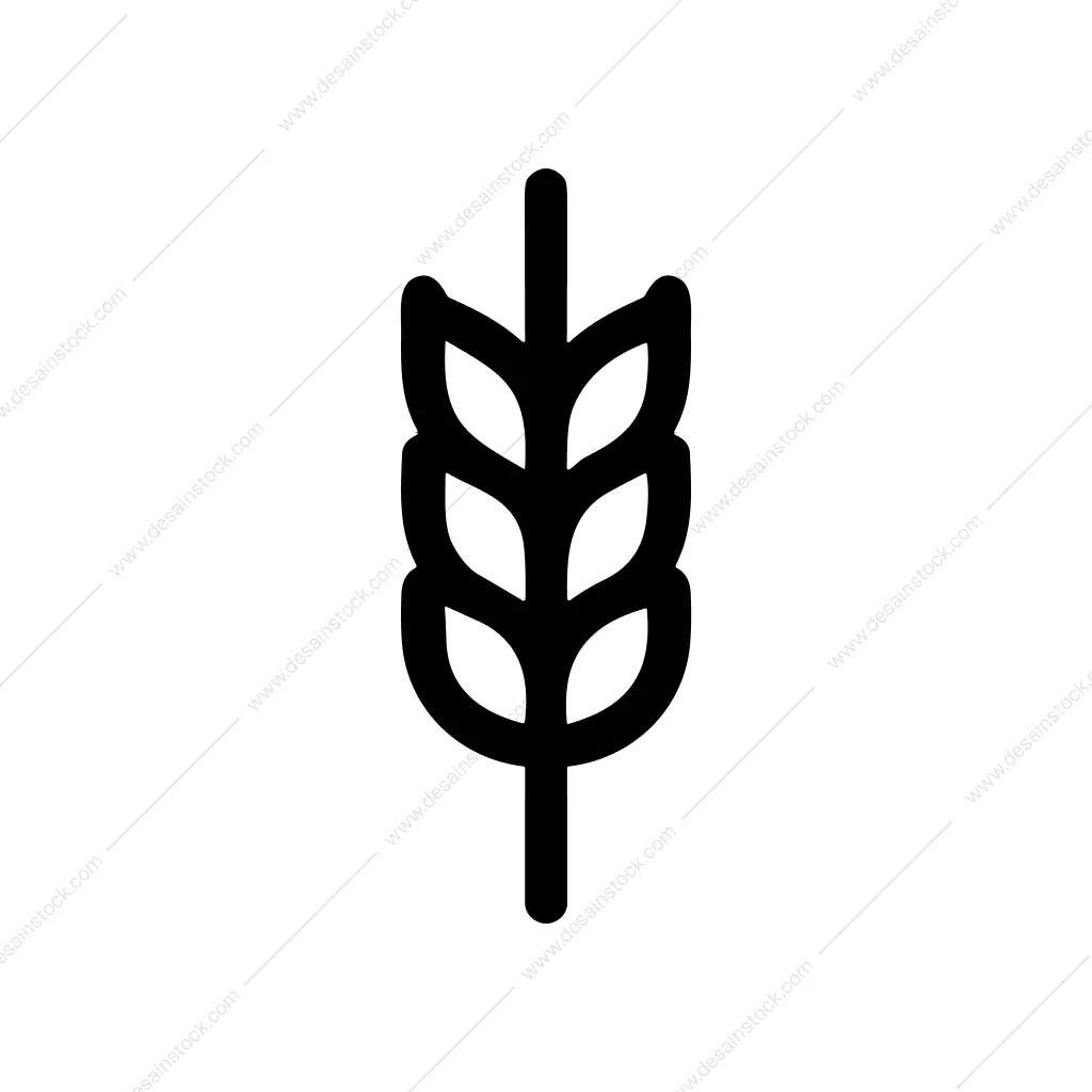 Simple Outline Wheat Stalk Icon Symbol Shape