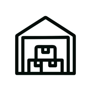 Simple Outline Storage Boxes Inside Warehouse Building Icon