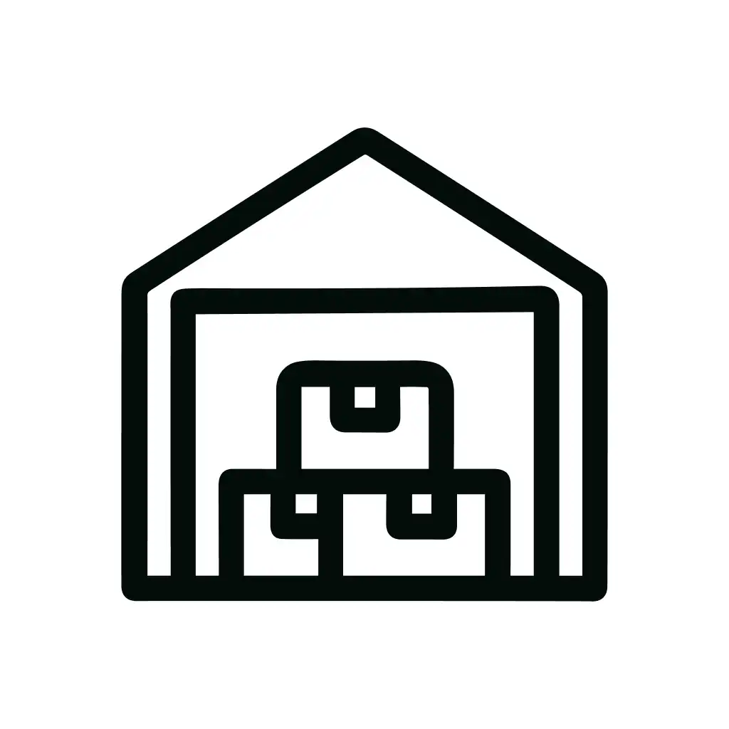 Simple Outline Storage Boxes Inside Warehouse Building Icon