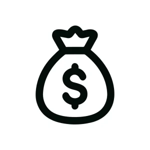 Simple Line Moneybag Dollar Sign Currency Icon