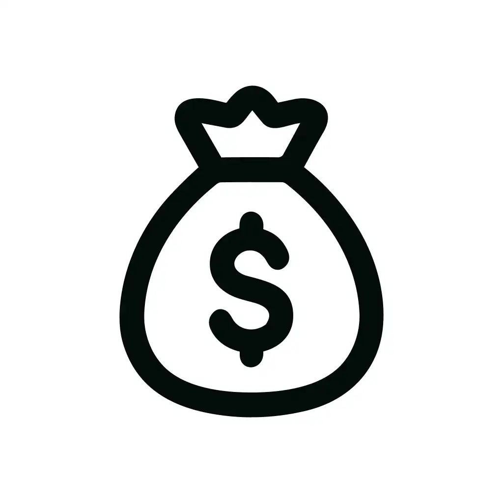 Simple Line Moneybag Dollar Sign Currency Icon