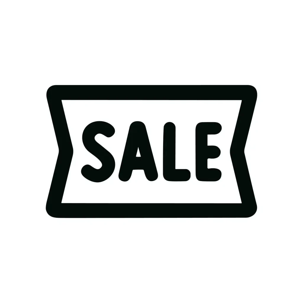Minimalist Outline Ribbon Shape Sale Tag Icon for Store Promotion