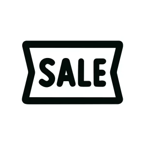 Minimalist Outline Ribbon Shape Sale Tag Icon for Store Promotion