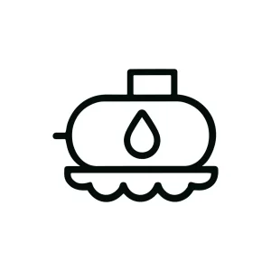 Simple Outline Water Tank with Drop on Waves Icon Illustration