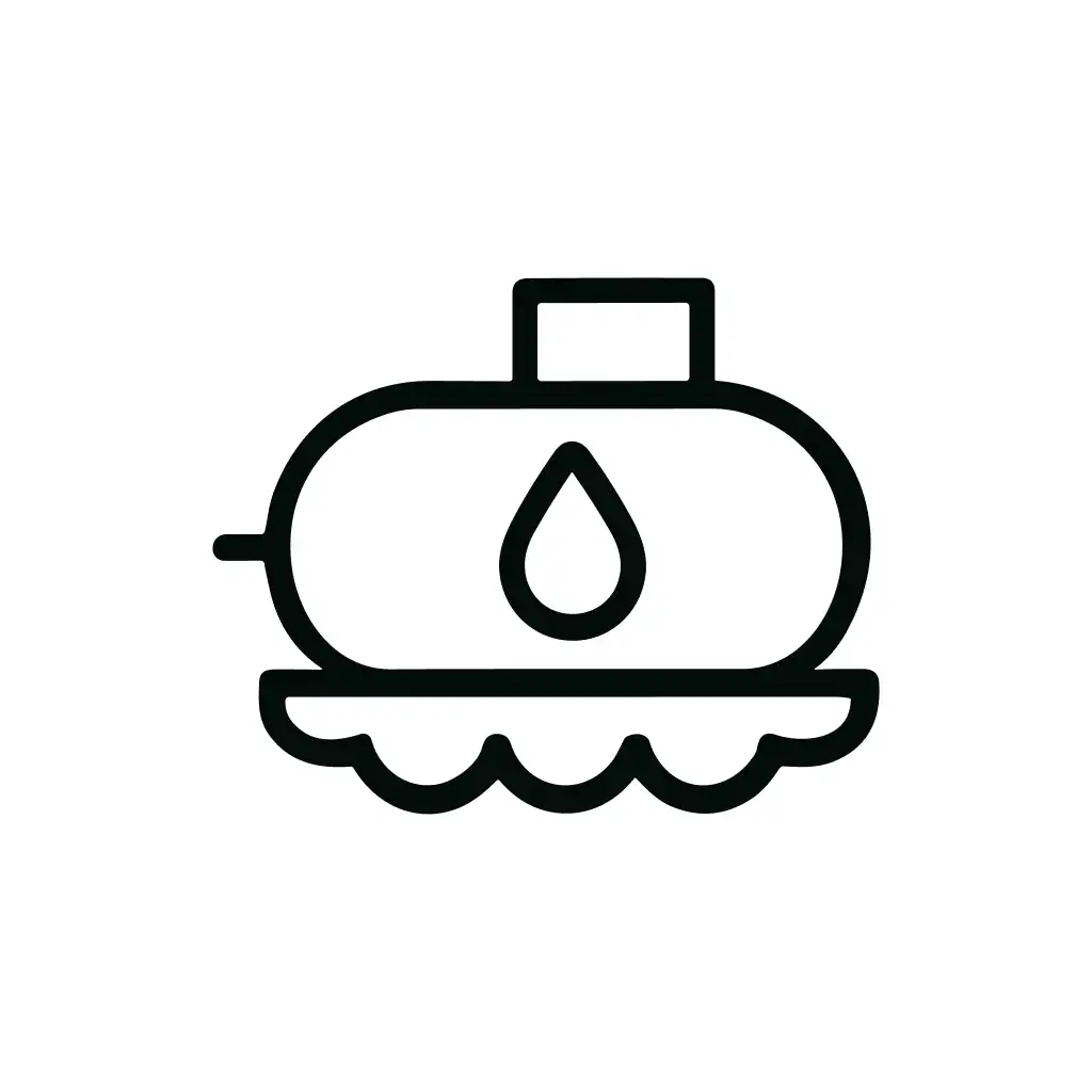 Simple Outline Water Tank with Drop on Waves Icon Illustration
