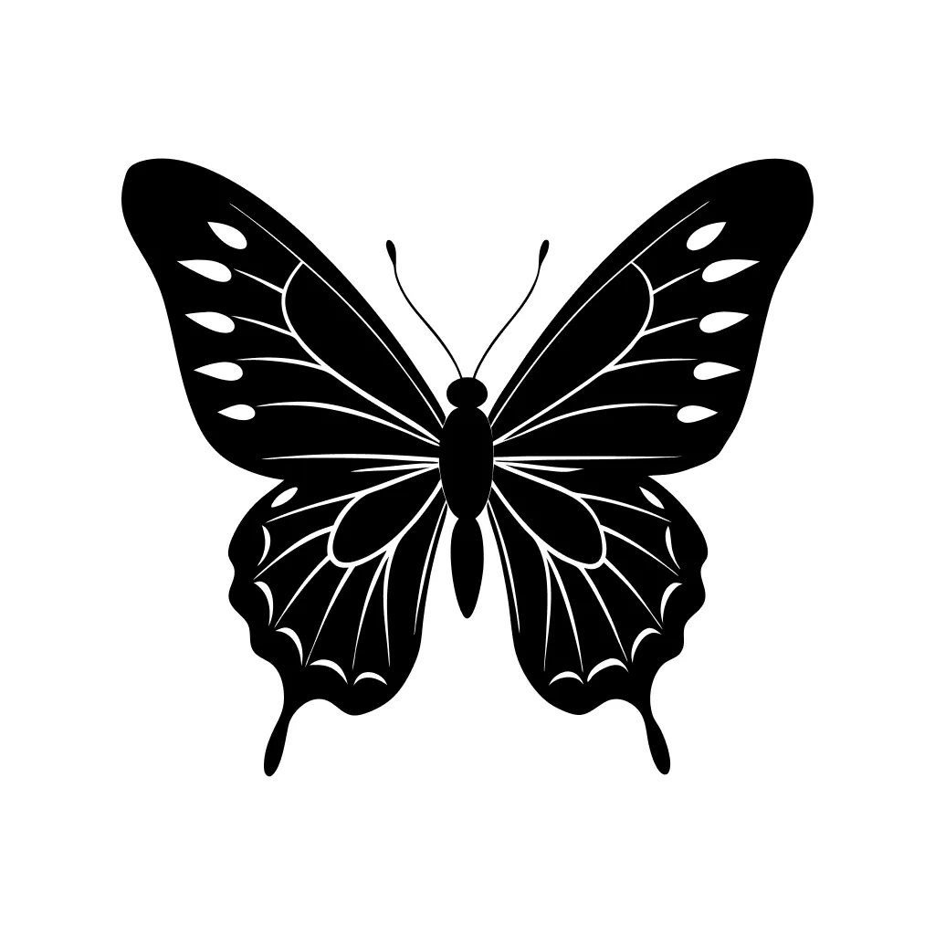 Black and White Detailed Butterfly Insect Nature Decorative Graphic Illustration