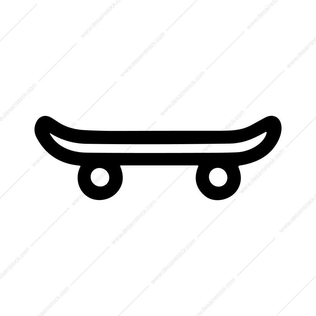 Simple Line Skateboard Sport Transportation Outline Icon