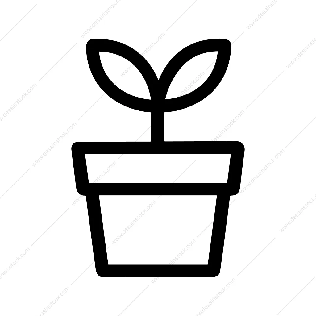 Minimalist Outline Sprout Plant in Pot Simple Icon