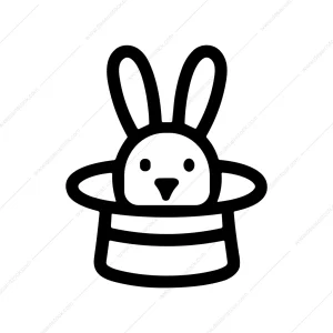 Simple Outline Cute Rabbit in Hat Icon